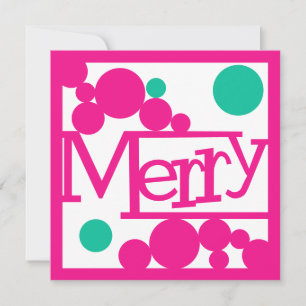 Cartes Pour Fêtes Annuelles Bulles Rétro Joyeuses Rose Chaud et Vert