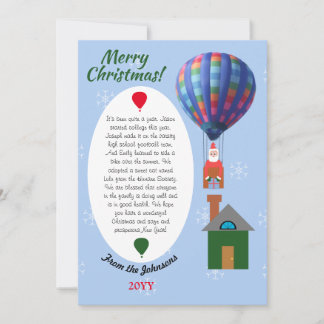 Cartes Pour Fêtes Annuelles Bulletin de la famille de Noël Père Noël Hot Air B