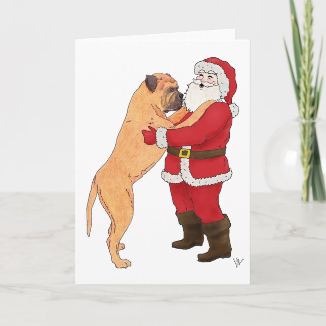 Cartes Pour Fêtes Annuelles Bullmastiff Jowly voeux de Noël (Devant)