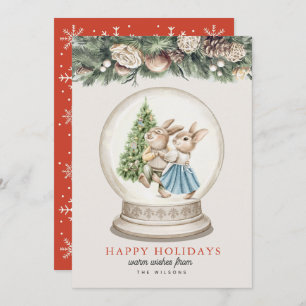 Cartes Pour Fêtes Annuelles Bunnies dansants Noël Arbre Neige Grotte