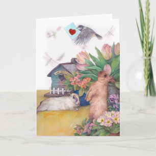 Cartes Pour Fêtes Annuelles Bunnies de Pâques avec livraison spéciale de poule