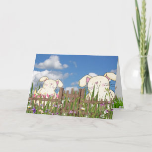 Cartes Pour Fêtes Annuelles Bunnies de Pâques dans le jardin