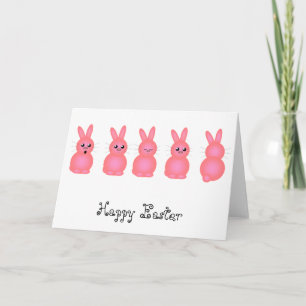 Cartes Pour Fêtes Annuelles Bunnies Pâques roses