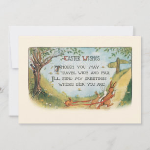 Cartes Pour Fêtes Annuelles Bunnies vintages aller au marché avec les souhaits