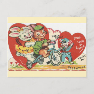 Cartes Pour Fêtes Annuelles Bunnies vintages Vélos Valentine