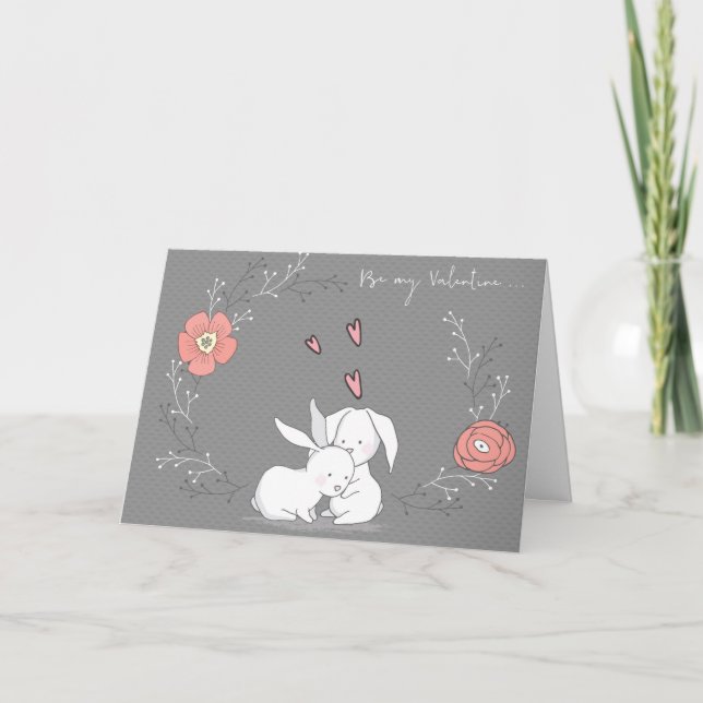 Cartes Pour Fêtes Annuelles Bunnies Whimsical Be My Valentine Partner Love (Devant)