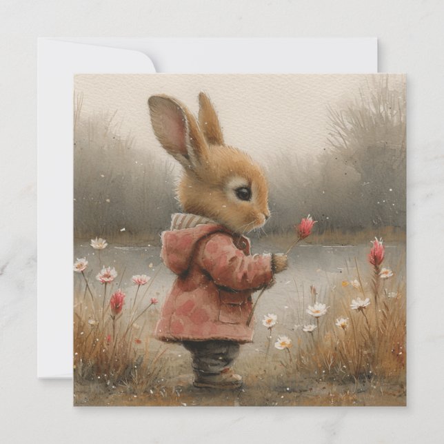 Cartes Pour Fêtes Annuelles Bunnies Whimsical : Salutations Joyeuses 🐇 Digita (Devant)