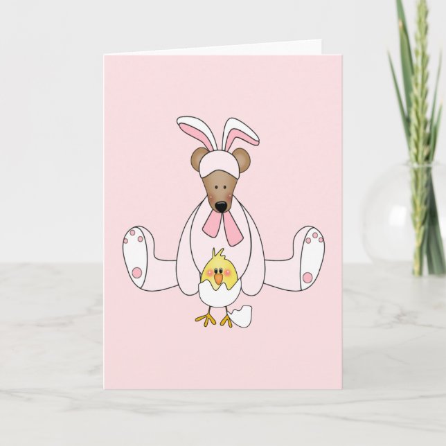 Cartes Pour Fêtes Annuelles Bunny Bear Chick Pâques (Devant)
