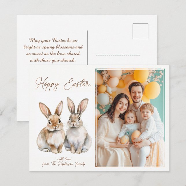 Cartes Pour Fêtes Annuelles 🐇 Bunny Bliss Salutations personnalisables (Devant / Derrière)
