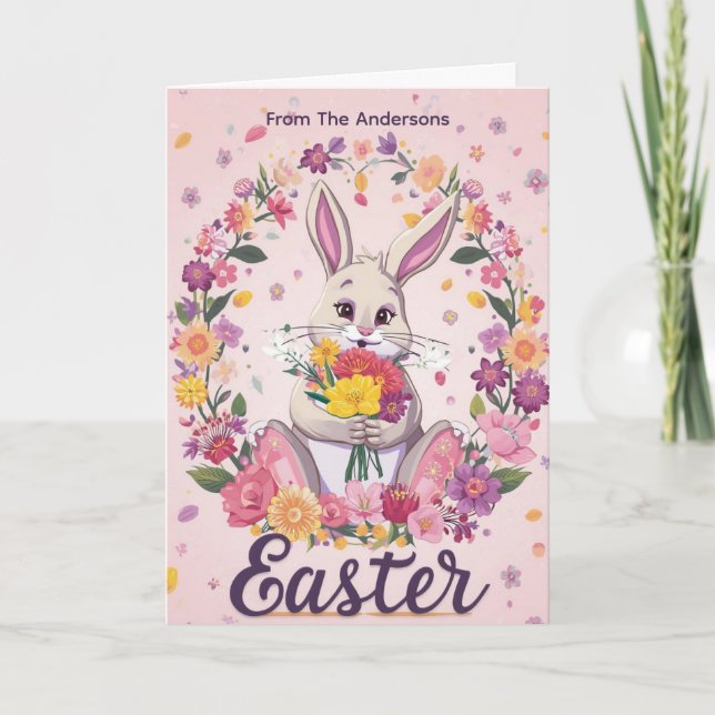 Cartes Pour Fêtes Annuelles  Bunny Bouquet Easter Holiday personalized card (Devant)