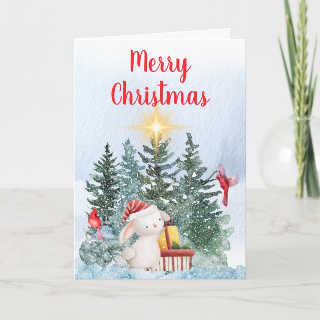 Cartes Pour Fêtes Annuelles Bunny & Cardinals (Devant)