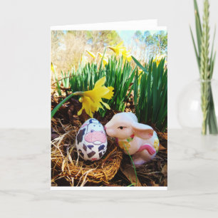 Cartes Pour Fêtes Annuelles Bunny de Pâques embrasser Oeuf de vache