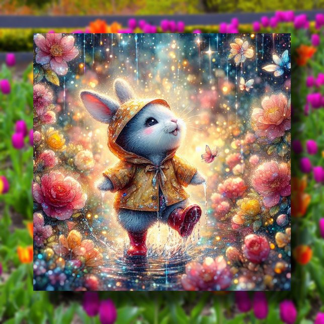 Cartes Pour Fêtes Annuelles Bunny de Pâques Rainy Day Adventure Christian (Créateur téléchargé)