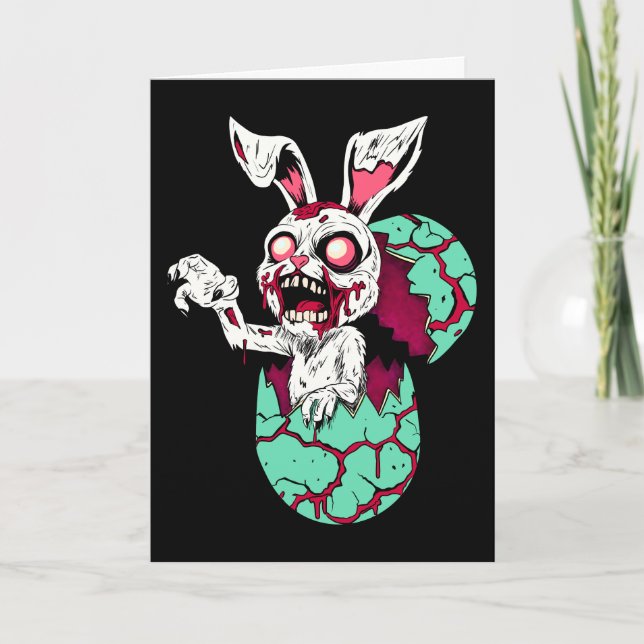 Cartes Pour Fêtes Annuelles Bunny de Pâques Zombie (Devant)