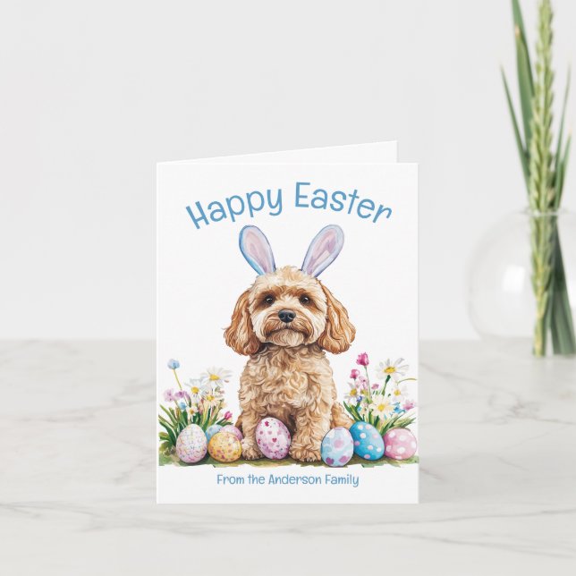 Cartes Pour Fêtes Annuelles Bunny Ear Cockapoo Chien drôle Pâques (Devant)