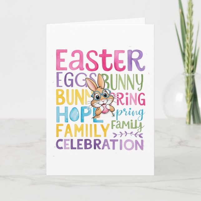 Cartes Pour Fêtes Annuelles Bunny Easter Card , Personalized Easter funnyBunny (Devant)