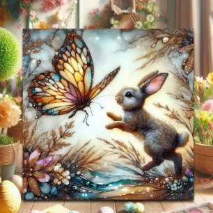Cartes Pour Fêtes Annuelles Bunny en verre teint Pastel Printemps Pâques
