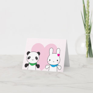 Cartes Pour Fêtes Annuelles Bunny et Panda Kawaii Valentine