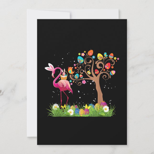 Cartes Pour Fêtes Annuelles Bunny Flamingo Pâques 2021 | Amoureux de flamants  (Devant)