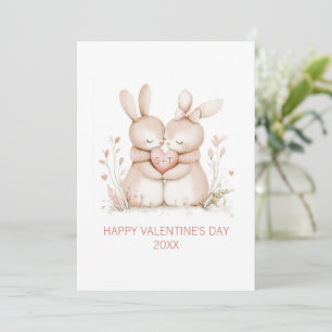 Cartes Pour Fêtes Annuelles Bunny Initiales Personnalisées Saint-Valentin Plat