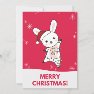 Cartes Pour Fêtes Annuelles Bunny Joyeux Noël Animaux d'hiver Lapins Vacances