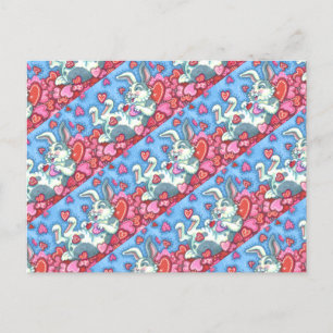 CARTES POUR FÊTES ANNUELLES BUNNY RABBIT & COEURS COLORÉS ÉLEVANT VALENTINES
