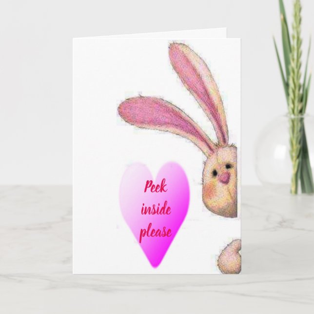 CARTES POUR FÊTES ANNUELLES BUNNY SAYS **PEAK INSIDE*************** (Devant)