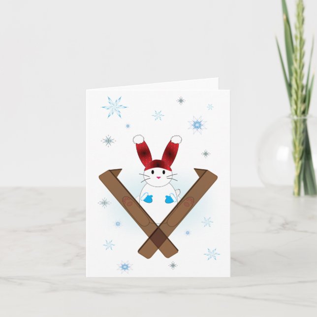 Cartes Pour Fêtes Annuelles Bunny Ski (Devant)