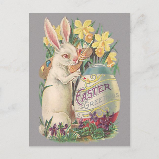 Cartes Pour Fêtes Annuelles Bunny vintage de Pâques (Devant)