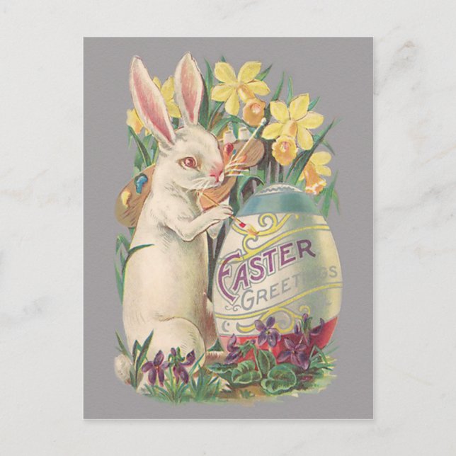 Cartes Pour Fêtes Annuelles Bunny vintage de Pâques (Devant)