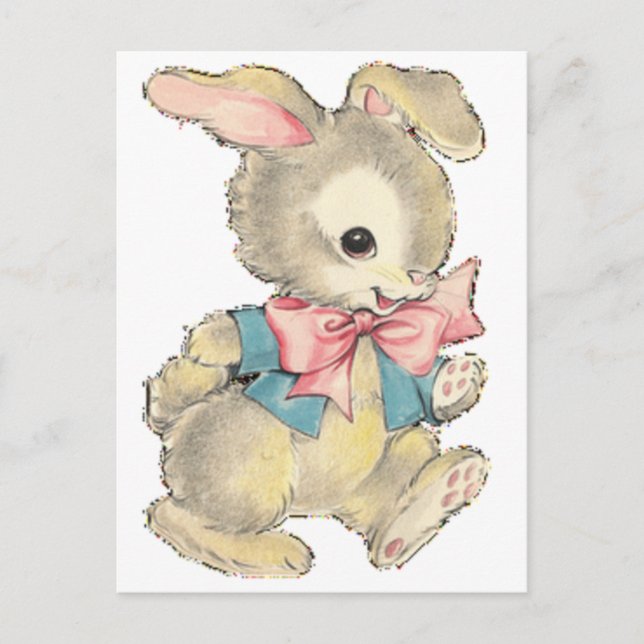 Cartes Pour Fêtes Annuelles Bunny vintage de Pâques (Devant)
