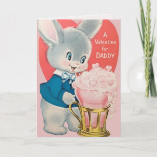 Cartes Pour Fêtes Annuelles Bunny vintage Valentine pour papa Custom Retro
