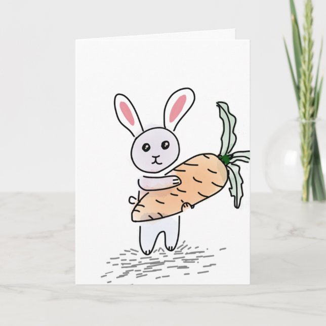 Cartes Pour Fêtes Annuelles Bunny with Carrot Greeting (Devant)