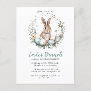 Cartes Pour Fêtes Annuelles Bunny Wreath Pâques Brunch Chasse aux Oeufs Fête d