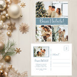 Cartes Pour Fêtes Annuelles Buon Natale 4 Photo<br><div class="desc">Cette fabuleuse carte postale de vacances de 4 photos avec "Buon Natale!" dans une police de caractères de script moderne et votre nom de famille et année dans une police de caractères casquettes traditionnelle impeccable en blanc sur bleu poussiéreux est parfait pour envoyer à votre famille et vos amis. Tout...</div>