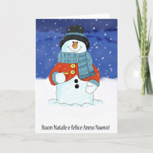 Cartes Pour Fêtes Annuelles Buon Natale e felice anno nuovo - Italien Snowman