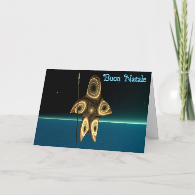 Cartes Pour Fêtes Annuelles Buon Natale - Fractal Inuit Hunter (Devant)