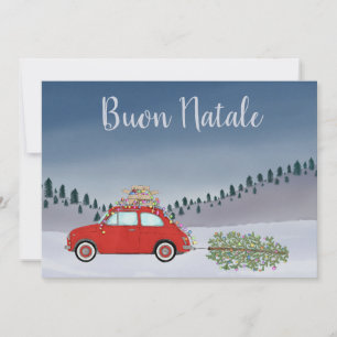 Cartes Pour Fêtes Annuelles Buon Natale Italien Noël Rouge Fiat 500