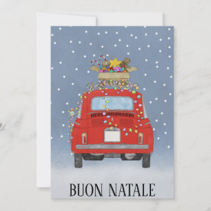 Cartes Pour Fêtes Annuelles Buon Natale Italien Noël rouge Fiat 500