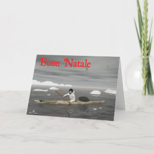 Cartes Pour Fêtes Annuelles Buon Natale - kayak d'Inuit
