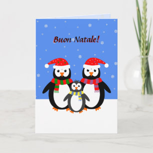 Cartes Pour Fêtes Annuelles Buon natale noël mignon pingouins italien