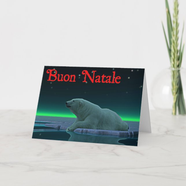 Cartes Pour Fêtes Annuelles Buon Natale - Ours polaire à bord de glace (Devant)