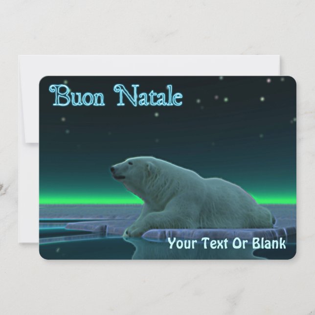 Cartes Pour Fêtes Annuelles Buon Natale - Ours polaire à bord de glace (Devant)