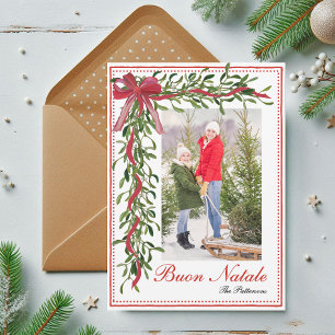 Cartes Pour Fêtes Annuelles Buon Natale personnalisé avec gui et photo de fami