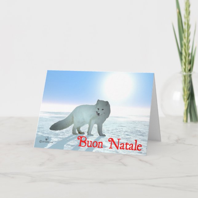 Cartes Pour Fêtes Annuelles Buon Natale - Renard arctique (Devant)
