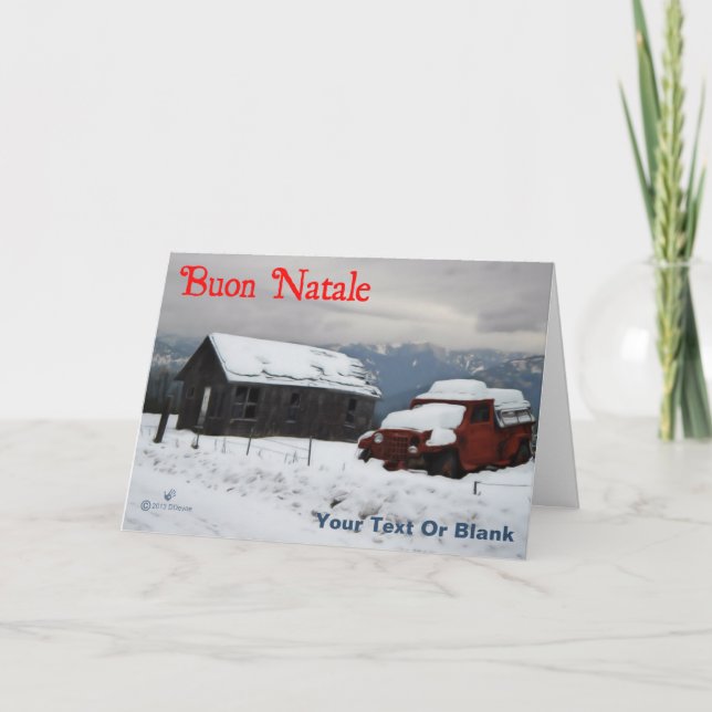 Cartes Pour Fêtes Annuelles Buon Natale - vieux camion rouge (Devant)