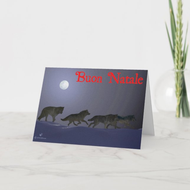 Cartes Pour Fêtes Annuelles Buon Natale - Wolfpack (Devant)