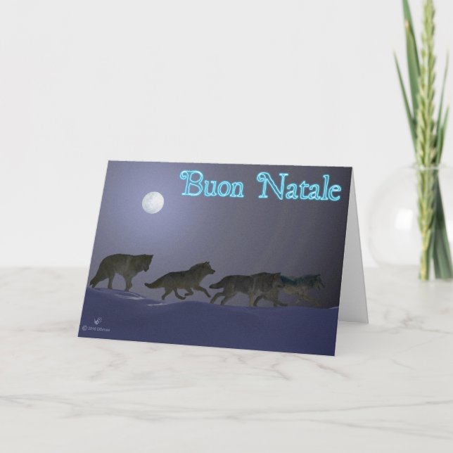 Cartes Pour Fêtes Annuelles Buon Natale - Wolfpack (Devant)