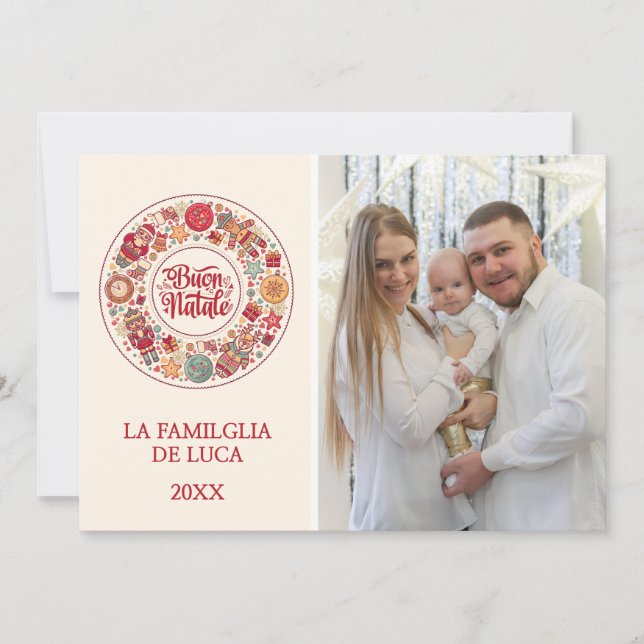 Cartes Pour Fêtes Annuelles Buon Natale Wreath (Devant)