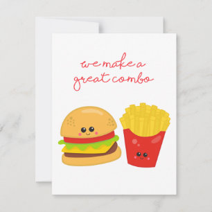 Cartes Pour Fêtes Annuelles Burger and Fries Valentine's Day Card